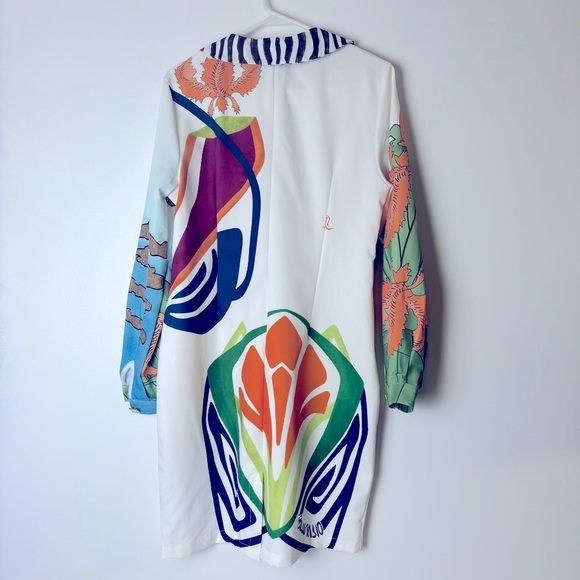 Pink Ripple Colorful Patterned Long Sleeve Dress - Picture 2 of 6